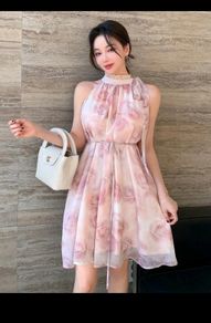 DAZY Flower Print Sleeveless High Waist Dress