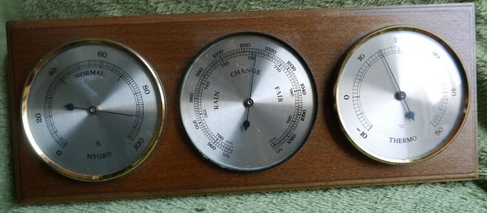 Vintage Wall Hanging Thermometer & Barometer & Hygrometer (one glass is missing)