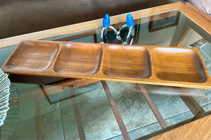 Long Mid Century Moder Genuine Antique Danish Design Handcrafted Wooden Tray