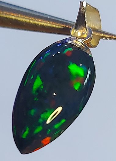 Ethiopian Black Opal Pendant 1.9 ct on 925 Silver