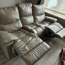 Taupe grey Leather Recliner Sofa & 1 seater Image 7