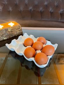 White Ceramic Egg Tray Kitchen Counter Storage