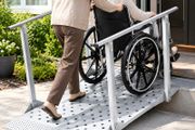 Heavy Duty Wheelchair Ramp with Handrails, 1140 x 850 mm, Non-Slip Iron Mobility Ramp, 199.6kg Capacity for Steps, Doorways, Scooters &amp; Walkers