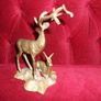 Antique Brass Deer with Fawn On Base, (7" x 7") Image 4