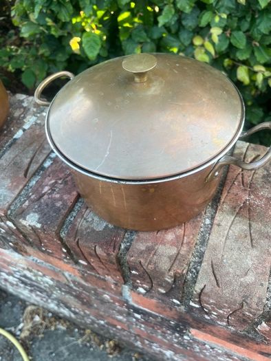 2 copper pots 7in and 8in