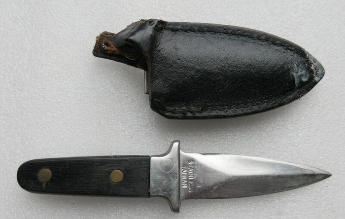 Vintage Stainless  Boot Dagger Knife Fixed Blade heavy Handle & Sheath