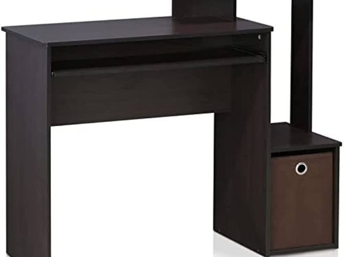 FREE P&P Multipurpose Home Office Computer Writing Desk, Computer Desk, Study Desk, w/Bin, Dark Walnut, 100.1 (W) x 86.6 (H) x 39.9 (D) cm