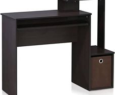 FREE P&P Multipurpose Home Office Computer Writing Desk, Computer Desk, Study Desk, w/Bin, Dark Walnut, 100.1 (W) x 86.6 (H) x 39.9 (D) cm