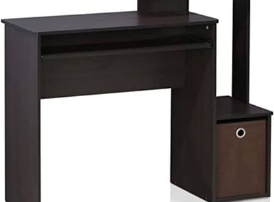 FREE P&P Multipurpose Home Office Computer Writing Desk, Computer Desk, Study Desk, w/Bin, Dark Walnut, 100.1 (W) x 86.6 (H) x 39.9 (D) cm