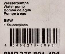 Engine Water Pump - BMW M47 Diesel Engines 2000 to 2008 - Hella Behr 8MP 376 801-494 - NEW