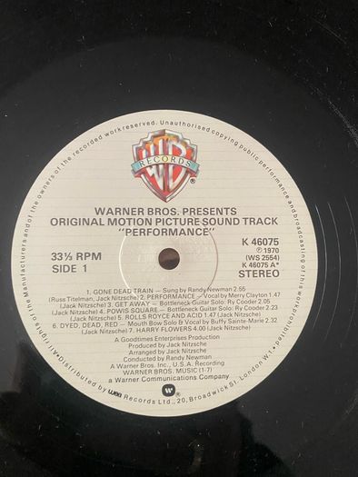 "PERFORMANCE " soundtrack featuring Jagger & Fox