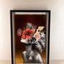 Gold Floral Silhouette Framed Art, Black Box Frame Image 2