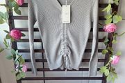 jumper Bnwt grey vneck long sleeve grey drawstring detail jumper m/l