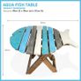 Small WOODEN FOLDING FISH shaped SIDE TABLE with distressed finish | Blue and Whitewash wood Colours | bring a simple seaside feel to any room or would fit into a nautical themed room Image 5