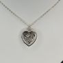 Sterling Silver Heart Locket Necklace Engraved Floral Design Image 2