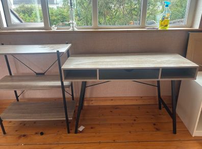 Desk and shelves