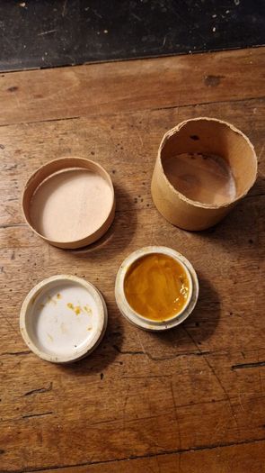 Antique Irish Chemist's Ointment Pots with Original Cardboard Packaging. Drogheda.