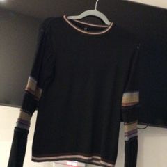Reduced to 25 euros Ladies Beaautiful  Black Jumper Size Small  Beautiful Design On Sleeves