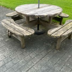Garden Table - solid wood round table seats 8