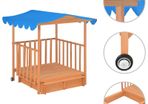 Kids Playhouse with Sandbox Fir Wood Blue UV50