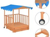 Kids Playhouse with Sandbox Fir Wood Blue UV50