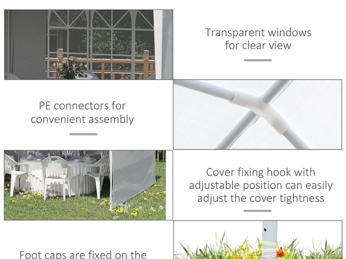 6 x 3 m Party Tent Gazebo Marquee Outdoor Patio Canopy Shelter with Windows and Side Panels White