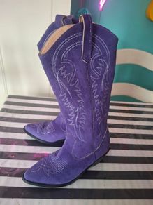 Purple suede cowboy boots