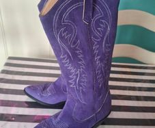 Purple suede cowboy boots