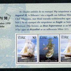 1998 Ireland Stampa Member Souvenir International Tall Ship Race (HP107) Commemorative Stamps Booklet Pane Overprinted for Stampa Mint Never Hinged (MNH)