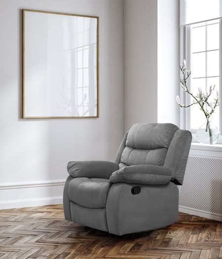 Single Chair Fabric Recliner Sofa - Grey