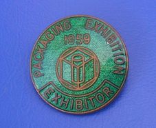 PACKAGING EXHIBITION 1959 EXHIBITOR (Olympia Hall, London) - a scarce exhibitor's enamel badge