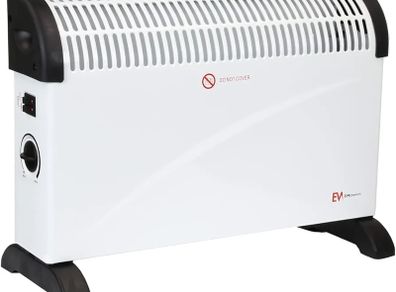 2000W Portable Electric Convector Heater Radiator with 3 Adjustable Heat Settings and Over Heat/Tip Over Cut-Out Function - White