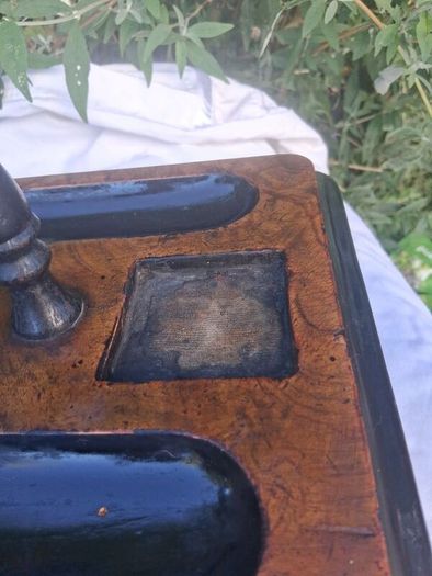 Victorian Burr Walnut Table Inkwell Stand