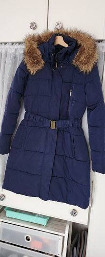 Navy Padded winter coat with Belt size M /12