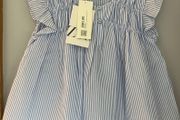 Zara blue &amp; white striped tunic top Age 3-4 BNWT