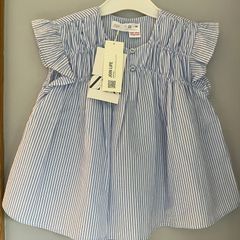 Zara blue & white striped tunic top Age 3-4 BNWT