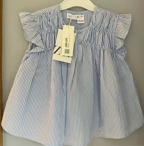 Zara blue & white striped tunic top Age 3-4 BNWT