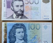 ESTONIA - Set of 2 Banknotes: 100 500 Krooni 2007 Banknote P 88 89 (VF-XF+)