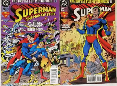 Superman Man of Steel #34 & Superman #90 The Battle For Metropolis (1994)