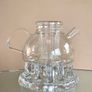Mid Century Georgshutte Tea Warmer, Ice Glass Pot Stand Image 5
