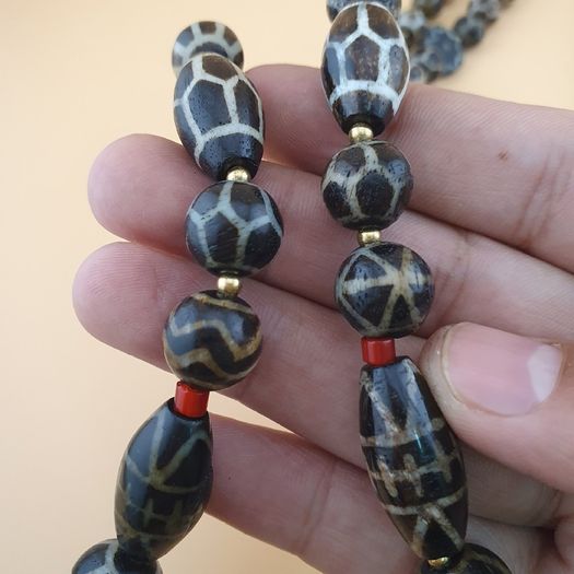 Rare Antique Burmese Pumtek Pyu Petrified Wood Beads Necklace