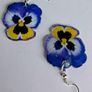 Vibrant Violet & Yellow Pansy Earrings Image 3