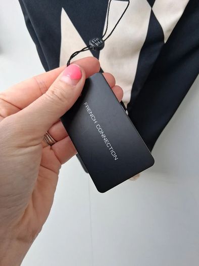 Brand New French Connection Black/White Checkerboard Tie Side Bikini Bottoms in Size UK14.