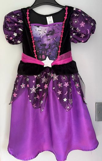 Tesco F+F witch fancy dress with hat Age 3-4 EUC