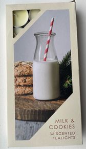 Tea lights milk and cookies