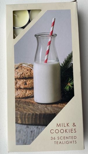 Tea lights milk and cookies