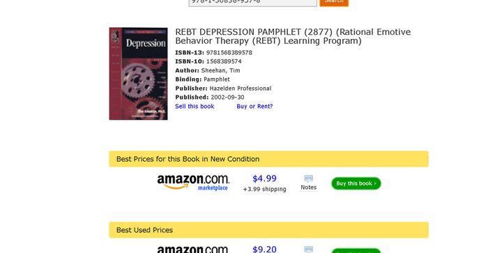 REBT DEPRESSION PAMPHLET (2877) (Rational Emotive Behavior Therapy (REBT) Learning Program), Tim Sheehan