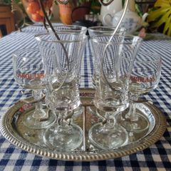 Vintage set of 6 carolans glasses on rack