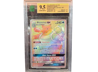 9.5 Gem Mnt 2019 Pokemon Tcg Sm Unbroken Bonds #218 Blastoise - Gx Full Art Secret Rare
