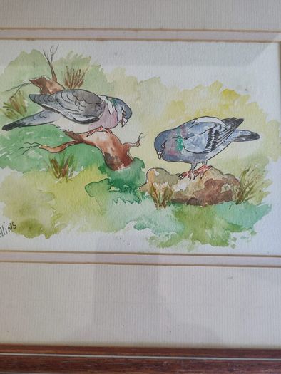 Lovely Framed Watercolor Painting Signed C. Collins .